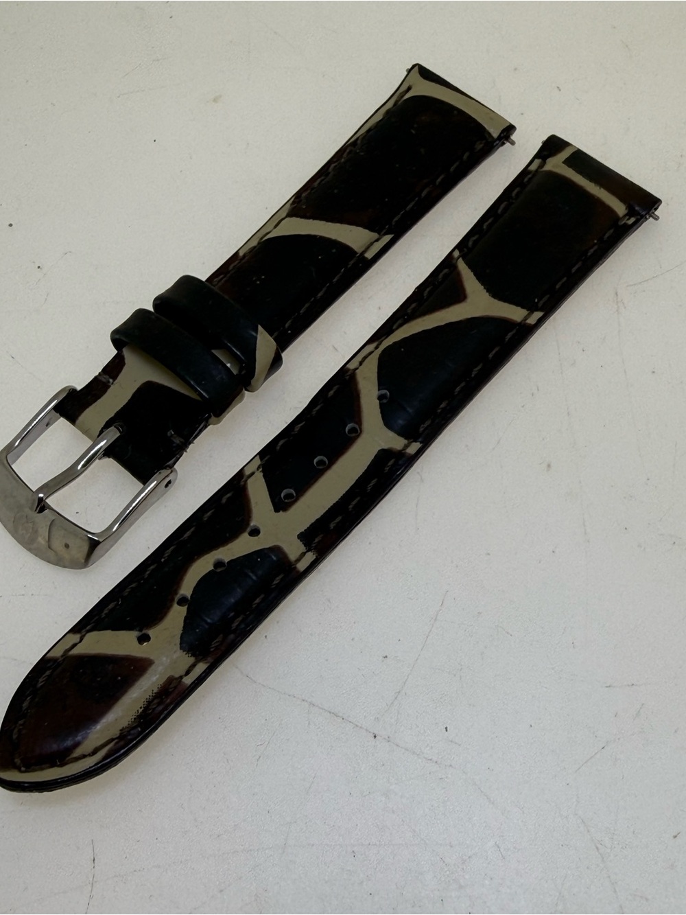 NEW MICHELE DECO SEREIN GIRAFFE LEATHER WATCH BAND STRAP 18 MM